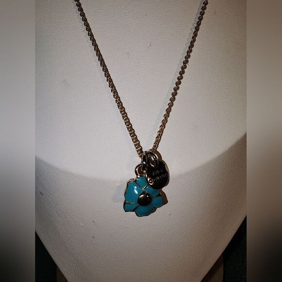 Juicy Couture necklace, blue flower with gemstones 18"+4" - Picture 2 of 5